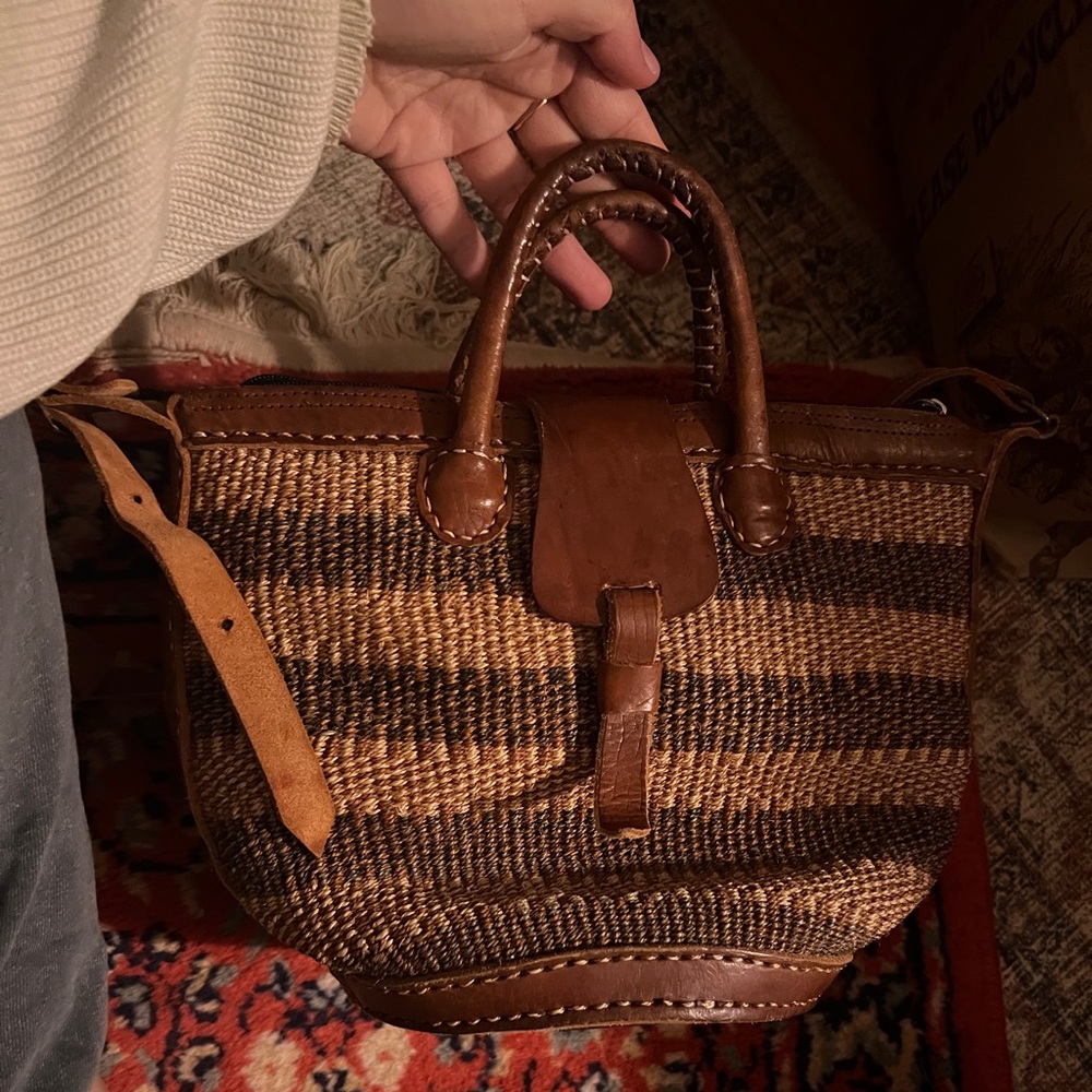 Vintage sisal woven bag